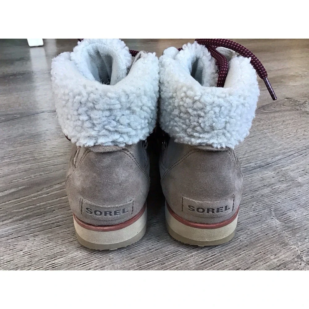 Sorel Womens Size 9 Harlow Lace Cozy Beige Casual Winter Boots NL4345-264